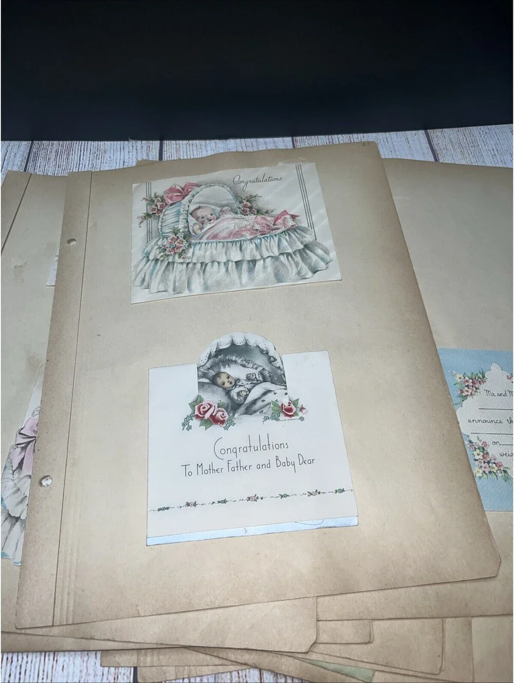 Scrapbook of Vintage Holiday & Birthday Cards Mid-Late 1940s, Signed